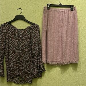 LOFT Delicate Lace Midi Skirt in Lavender